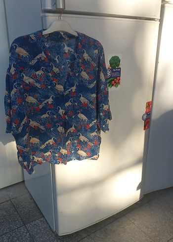 Renkli Batik Desenli Kadın Gömlek - Görsel 6