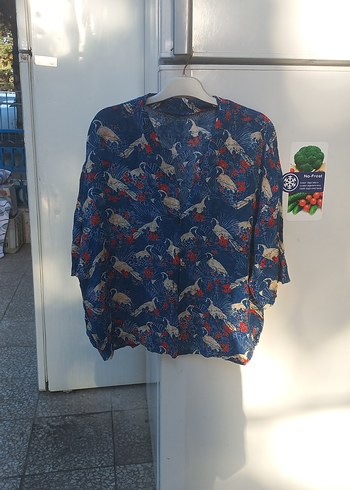 Renkli Batik Desenli Kadın Gömlek - Görsel 5