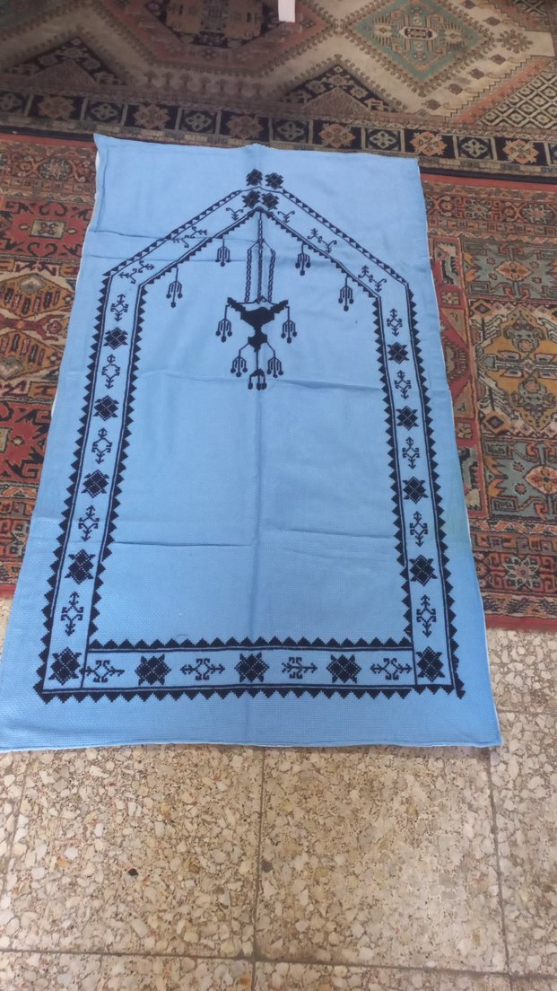 Mavi Desenli Geleneksel El Yapımı seccade - Görsel 2