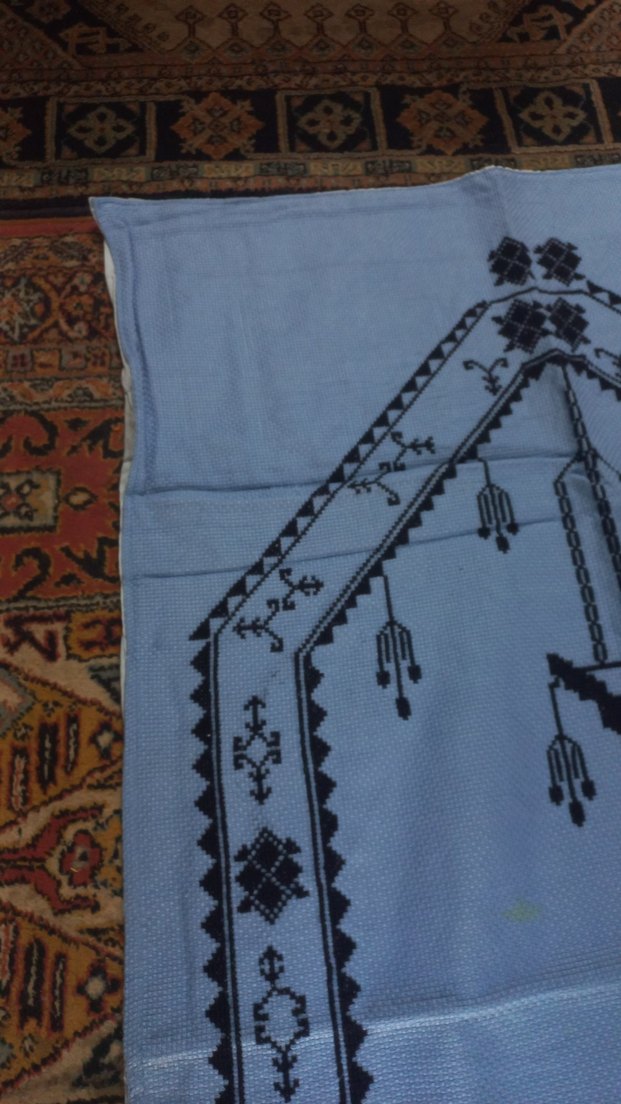 Mavi Desenli Geleneksel El Yapımı seccade - Görsel 4