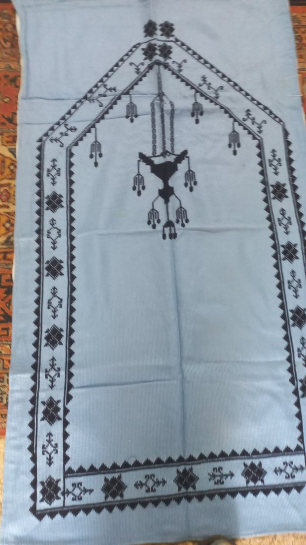 Mavi Desenli Geleneksel El Yapımı seccade - Görsel 3