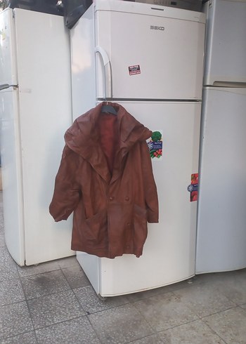 Kadın Kahverengi Deri Düğmeli Ceket - Görsel 2