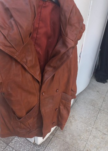 Kadın Kahverengi Deri Düğmeli Ceket - Görsel 3