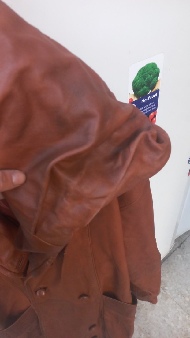 Kadın Kahverengi Deri Düğmeli Ceket - Görsel 4