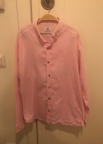 Armani Pembe Keten Rahat Kesim Erkek Gömlek Armani