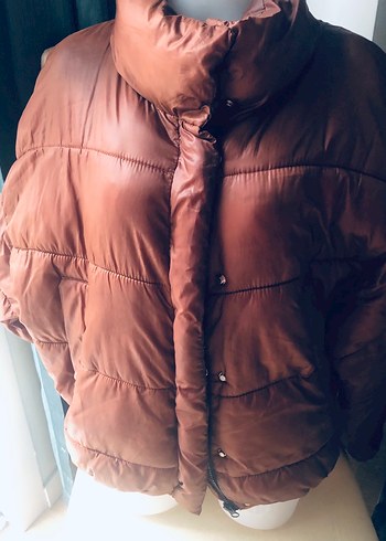 Düğmeli taba Deri Kadın Kışlık Mont S beden