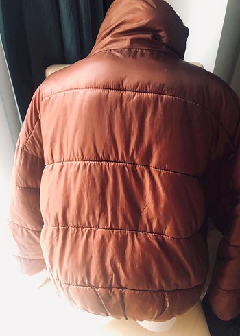 s Beden kahverengi Renk Düğmeli taba Deri Kadın Kışlık Mont S beden