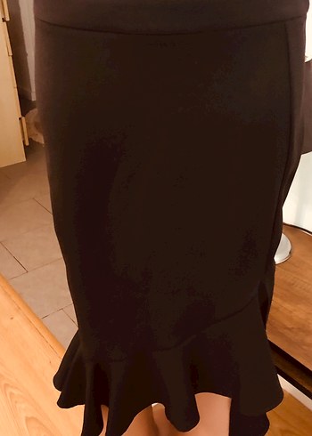 Siyah Volanlı Midi Hamile Etek Koton  36 - Görsel 2