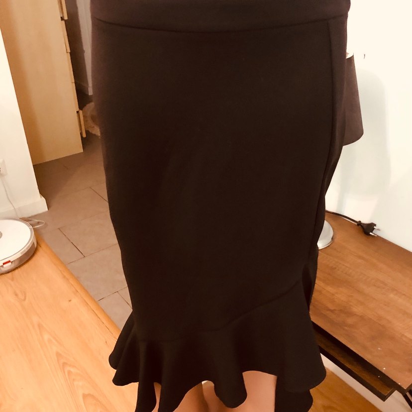 Siyah Volanlı Midi Hamile Etek Koton  36 - Görsel 2