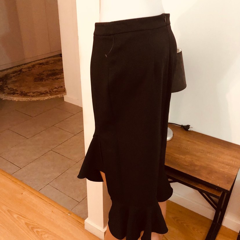 Siyah Volanlı Midi Hamile Etek Koton  36 - Görsel 5