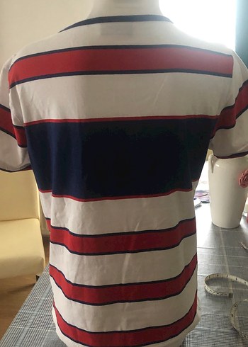 Çizgili V Yaka Erkek Polo Tişört XL - Görsel 3