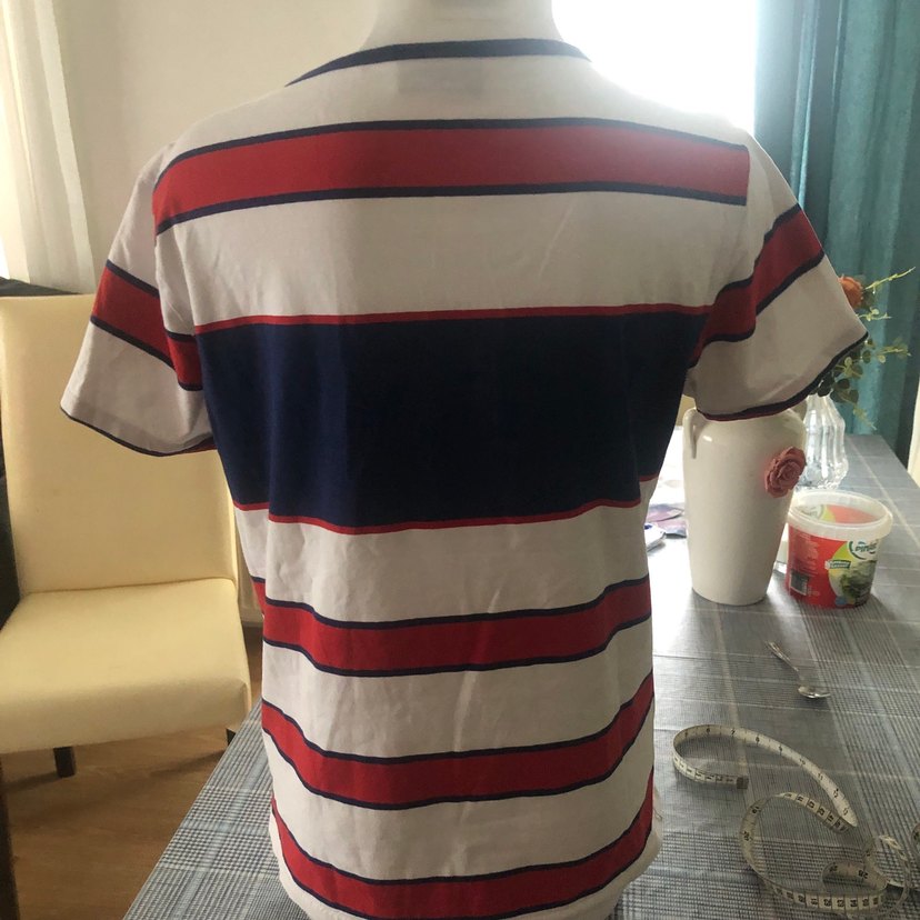 Çizgili V Yaka Erkek Polo Tişört XL - Görsel 3