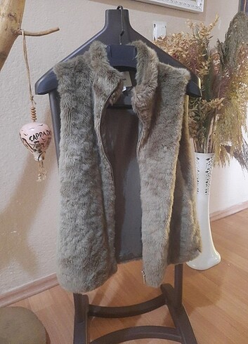 s Beden camel Renk Peluş yelek