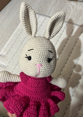 Pembe El Örgüsü Tavşan Oyuncak Bebek - Görsel 2