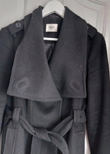 Kemerli Siyah Kadın Kaban - Görsel 5