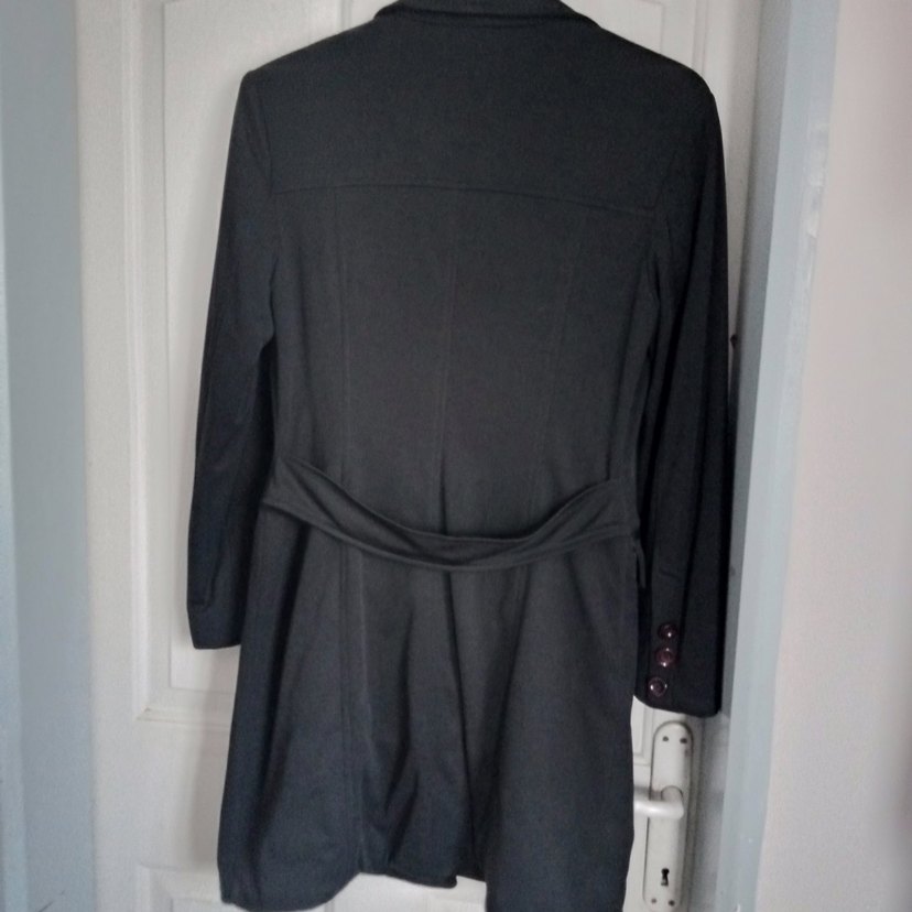 Düğmeli Siyah Kadın Uzun ceket - Görsel 2