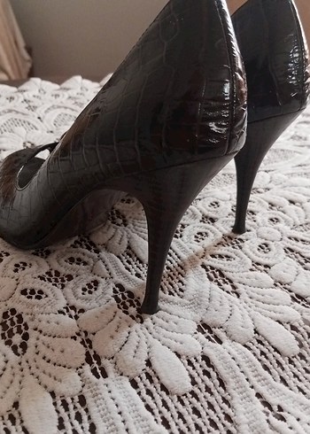 38 Beden kahverengi Renk Kahverengi Yılan Baskılı Topuklu Stiletto
