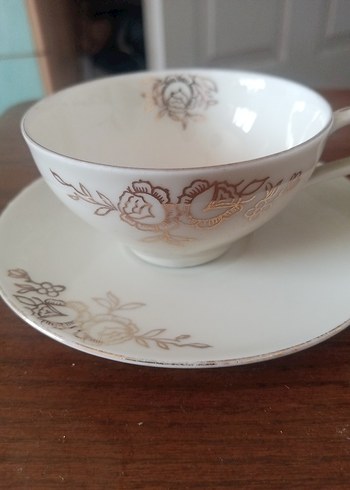 Vintage Beyaz Gül Desenli Porselen Fincan - Görsel 3