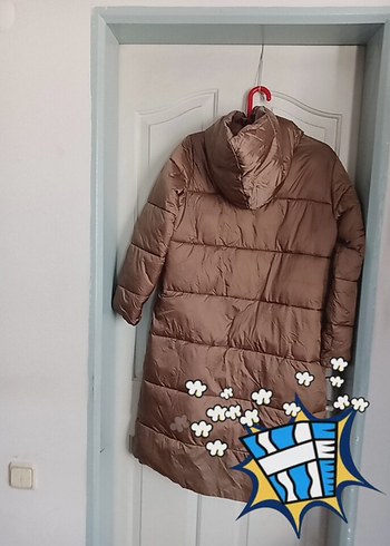 Düğmeli Bej Uzun Kadın Kışlık Mont - Görsel 3