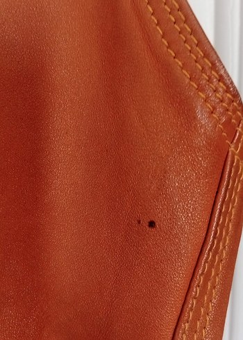 Düğmeli Kahverengi Deri Erkek Biker Yelek - Görsel 8