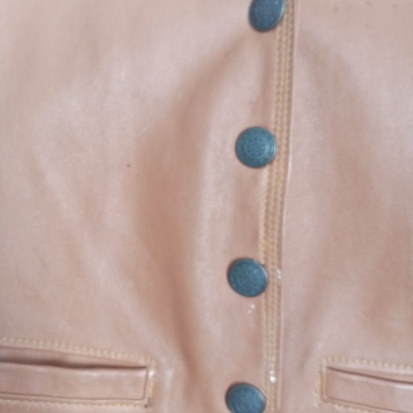 Düğmeli Kahverengi Deri Erkek Biker Yelek - Görsel 3