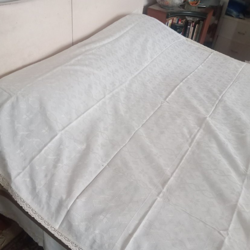 İşlemeli Beyaz Bohem iki kişilik pike - Görsel 4