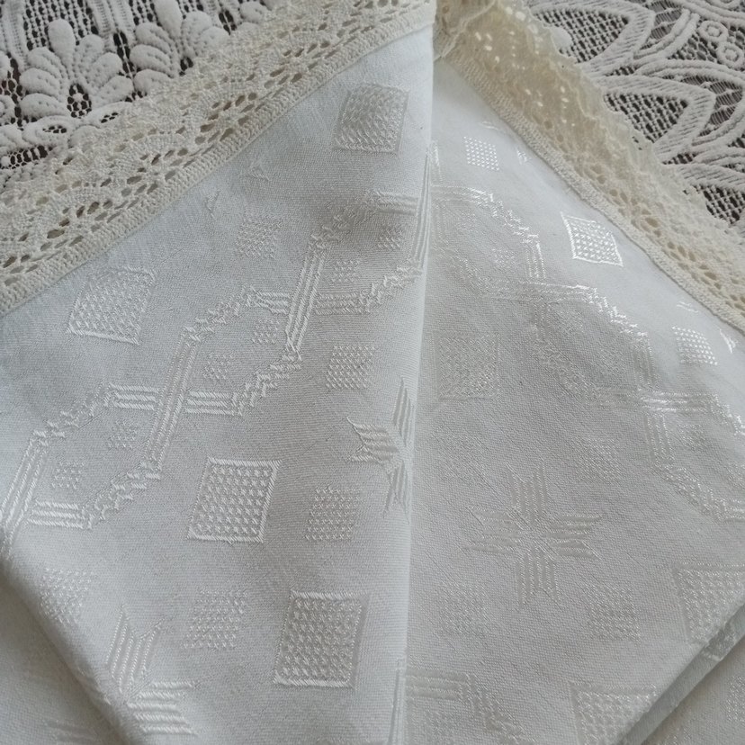 İşlemeli Beyaz Bohem iki kişilik pike - Görsel 2