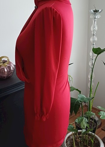 Kemer Detaylı Kırmızı esnek Bluz veya mini elbise - Görsel 3