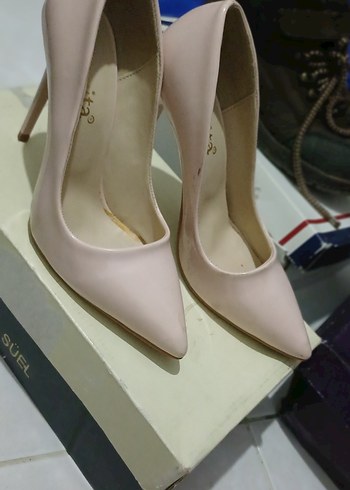 pudra pembe Stiletto Topuklu Kadın Ayakkabı - Görsel 3