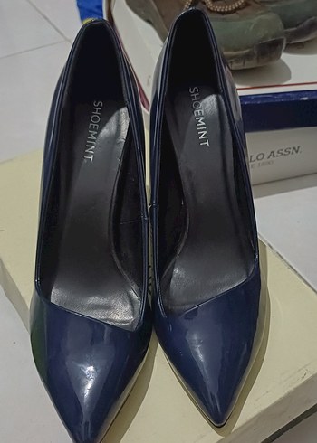 Lacivert Rugan Stiletto Topuklu Kadın Ayakkabı - Görsel 4