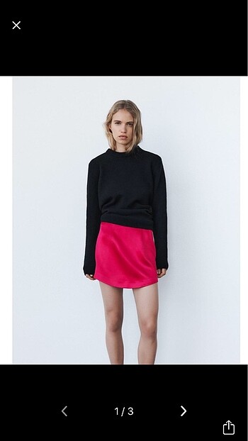 Zara yuksek belli saten etek