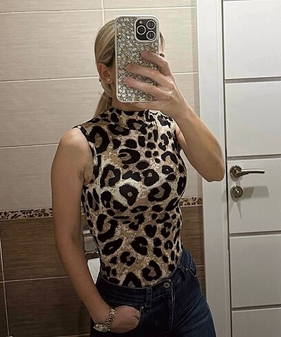 m Beden kahverengi Renk Leopar Body