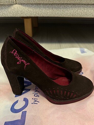 Desigual acı kahve süet topuklu ayakkabı