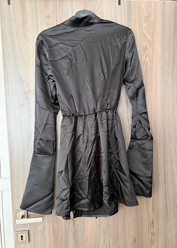 Düğmeli Siyah Gotik Mini elbise - Görsel 3