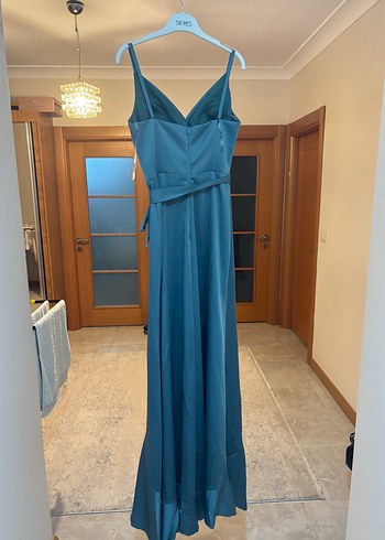 Mavi Drapeli Uzun Abiye Elbise - Görsel 4