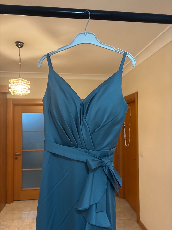 Mavi Drapeli Uzun Abiye Elbise - Görsel 3