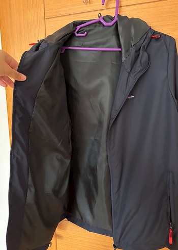 Unisex Lacivert Kapüşonlu Yağmurluk - Görsel 4