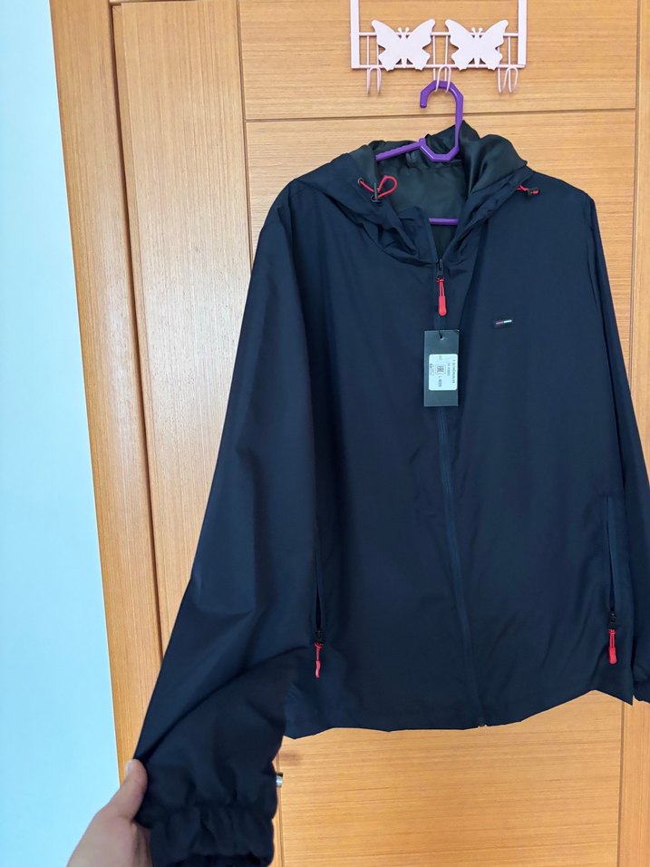 Unisex Lacivert Kapüşonlu Yağmurluk - Görsel 2