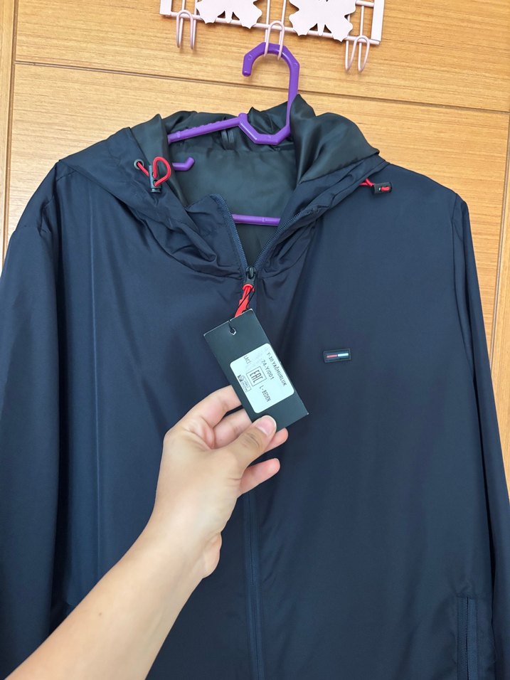 Unisex Lacivert Kapüşonlu Yağmurluk - Görsel 3