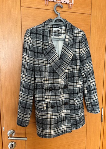 Gri Ekoseli Kadın Blazer Ceket - Görsel 3