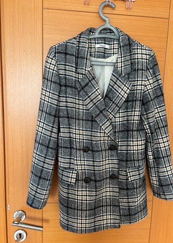 Gri Ekoseli Kadın Blazer Ceket - Görsel 2