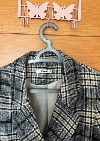 Gri Ekoseli Kadın Blazer Ceket - Görsel 5