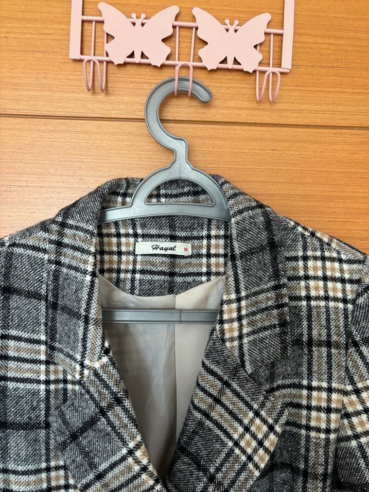 Gri Ekoseli Kadın Blazer Ceket - Görsel 5