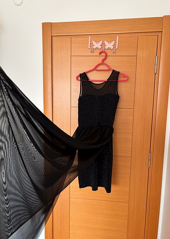 Siyah Simli Uzun Abiye Elbise - Görsel 4