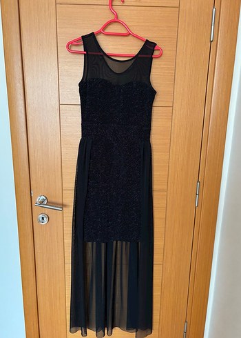 Siyah Simli Uzun Abiye Elbise - Görsel 5