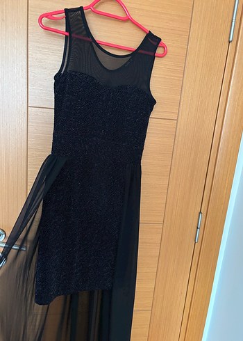 Siyah Simli Uzun Abiye Elbise - Görsel 3