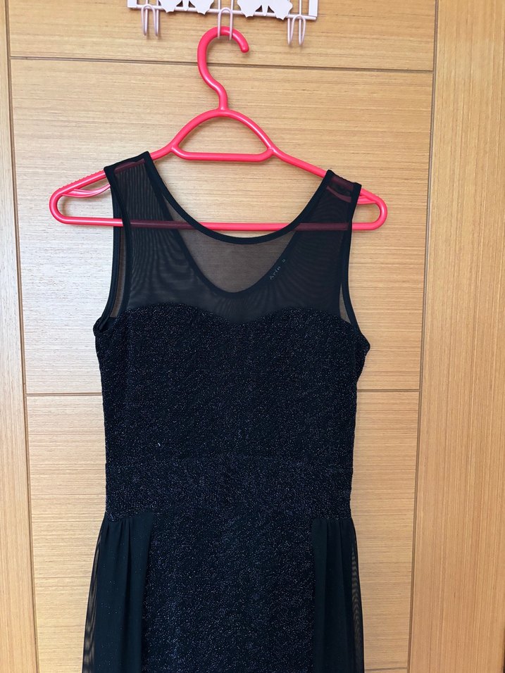 Siyah Simli Uzun Abiye Elbise - Görsel 2