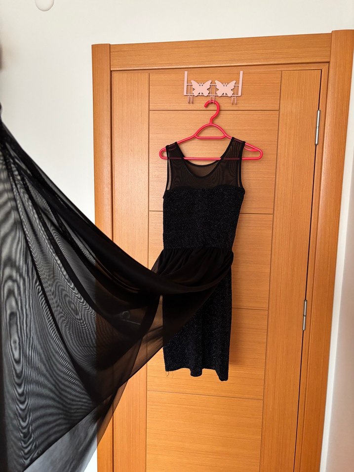 Siyah Simli Uzun Abiye Elbise - Görsel 4