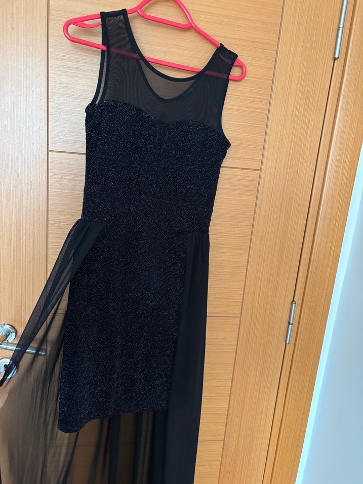 Siyah Simli Uzun Abiye Elbise - Görsel 3