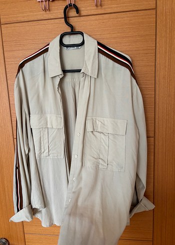 Stradivarus Bej Gömlek - Görsel 4